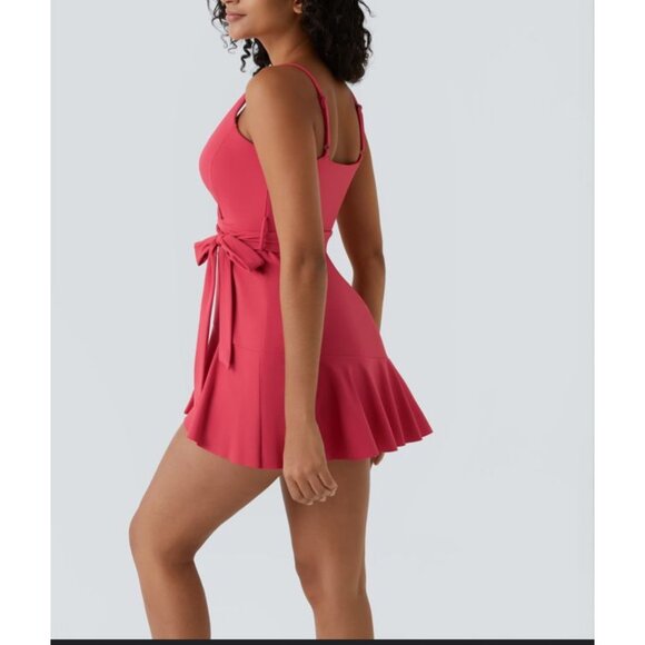 Halara V Neck Backless Mini Casual Dress Sz Large Womens White Adjustable Strap - Picture 12 of 16